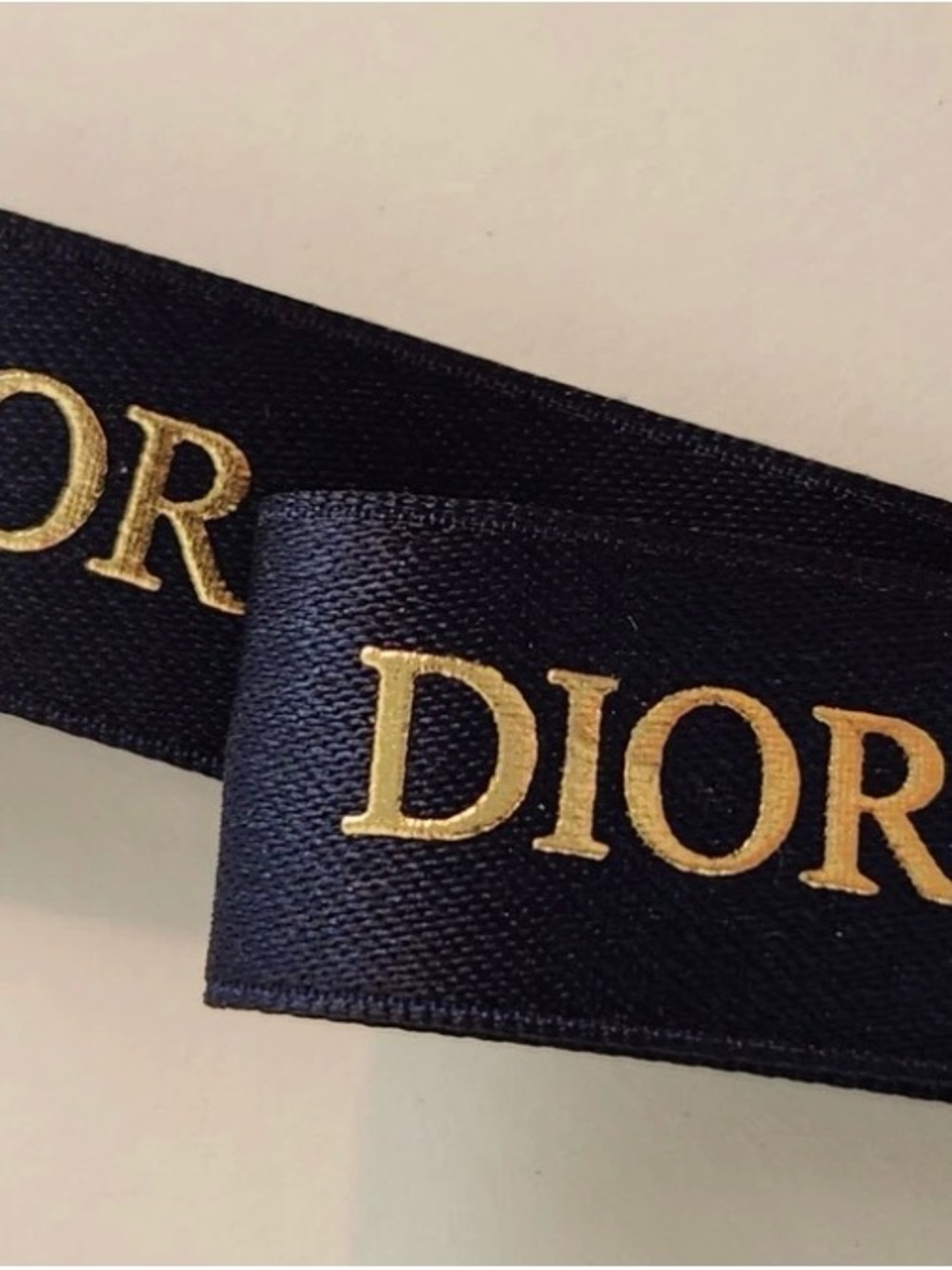 New Dior Gold Crystal Letter Charm Keyring with Navy Dior Ribbon - Picture 4 of 5